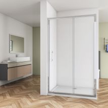 SKY - Bathroom Bathroom Sliding Shower Door Enclosure Cubicle 1600x1900mm 8mm nano Glass + 800mm Side Panel + 1600x800mm Tray Waste Free