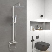 Sky Bathroom - Square Exposed Thermostatic Mixer Shower Set With Shower Head and Handheld