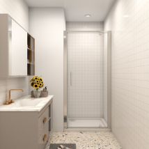 SKY - Bathroom Frame Pivot Shower Door 1000x1850mm Single Door Shower Bath Enclosure Chrome + 1000x700mm Tray Waste