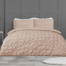 Sleepdown Set Con Copripiumino, Rosa Cipria, Motivo Geometrico Increspato, Facile Da Pulire, Morbido E Comodo, Per Letto Matrimoniale, 200 X 200 Cm, 