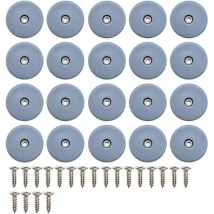 Thsinde - 20 Pieces 22MM Round Furniture Pads, with Screws Teflon Furniture Pads Nail-on Chair Pads Furniture Glides