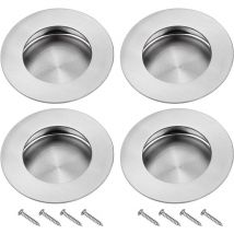 Xinuy - ccykxa 4PCS Recessed Sliding Door Handles 304 Stainless Steel Invisible Groove Round Handles for Sliding Door Cabinet Pull Drawer with 8