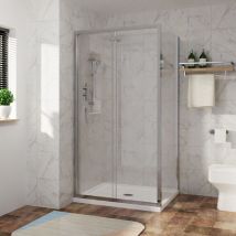 Sliding Shower Enclosure Door Easy Clean Glass Bathroom Cubicle Screen with Side Panel 1100 x 1000mm
