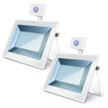 Slim 100w Smd Led Spotlight With Motion Sensor 6400k Cold Ip65 A+ 2 Pieces