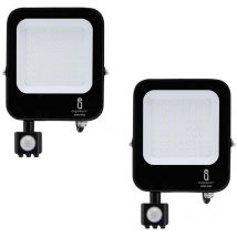 Aigostar - slim 50W smd led spotlight with motion sensor 6400K cold IP65 outdoor 2 pieces