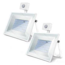 Aigostar - slim 50W smd led spotlight with motion sensor 6400K cold IP65 a+ 2 pieces