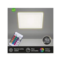 Plafoniera led Briloner slim dimmerabile rgb con telecomando 29x29cm 15w slim bianco