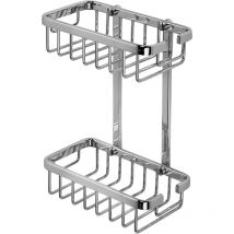 Croydex Slimline Aluminium Two Tier Shower Caddy Bathroom Storage Basket Chrome