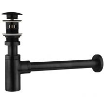 REA - Slotted Click-Clack Sink Drain + Black Powder Coated Waste Bottle Basin Trap