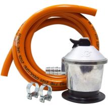 S&m 591013 - Kit Standard Per Bombola Di Gas Butano: Regolatore + Tubo Di Gomma (1,5 Metri) + 2 Morsetti Di Sicurezza Per Cucine, Riscaldatori, 