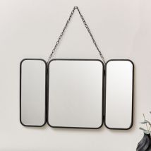 Melody Maison - Small Black Triple Wall Hanging Mirror - 50cm x 30.5cm - Black