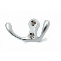 Small Double Coat Hanger Hook Door Wall Bath CK24 Model - Colour Aluminium - Pack of 40