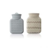 Tigrezy - Small Hot Water Bottle, with Knitted Cover, Mini Silicone Hand Warmer, Microwave Safe, Hot and Cold Therapy Water Bags, Suitable for