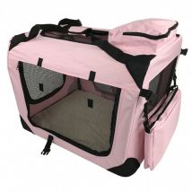 Small Pet Carrier Folding Soft Crate - Pink