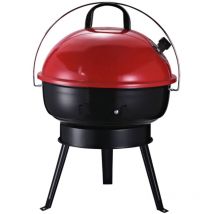 Uniquehomefurniture - Small Portable bbq Mobile Camping Barbecue Metal Heater Lid Charcoal Grill Cook