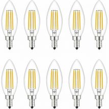 Soleil - Small Screw in led Light Bulbs, 10 Pack E14 Candle Bulbs Dimmable, Light Bulbs 40W E14/SES Equivalent, 220V, Warm White 2700K, FanciBuy