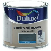 Dulux - Smalto Satinato all'Acqua per Metallo Plastica e Legno Pronto all'Uso per Esterni e Interni, 0.5 Litri, Nero