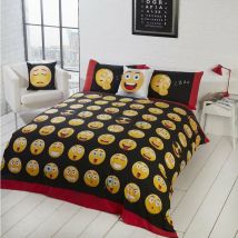 Smart Bedding icone Smileys trapunta copripiumino e federa per letto singolo, colore: Bianco