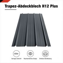 SMART Cover Set H12 Plus, 12 x Trapez-Abdeckblech 125 x 45 cm 6,75 m² Stärke 0,3 mm inkl. Schrauben Grau