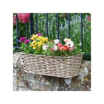 Smart Garden - 19'' Rattan Effect Wall Fence Balcony Sand Planter Trough Basket