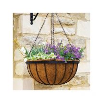Smart Garden - 40cm 16 Inch Metal Saxon Metal Hanging Basket Black Planter Liner