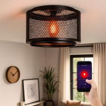 Nino - Smart led Deckenleuchte dimmbar Deckenlampe Wohnzimmerleuchte schwarz gold Retrolampe Esstischleuchte, rgb Farbwechsel App-und