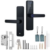 Smart Lock Fingerabdruck-Türschloss mit APP, Fingerabdruck, Karte, Schlüssel und Code Entriegelt, Geeignet für Alle Türen, Unterstützt