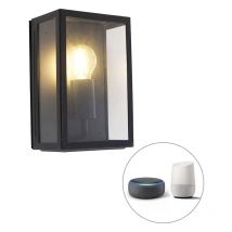 Qazqa - Smart Outdoor Wall Light Black 25.5 Incl. WiFi A60 IP44 - Rotterdam