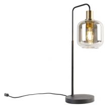 Smarte Tischlampe schwarz mit Gold und Rauchglas inkl. WiFi A60 - Zuzanna