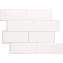 4 crédences adhésives - Metro Campagnola Blanc - Effet céramique - 29.36 cm x 21.29 cm - Smart Tiles