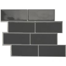4 crédences adhésives - Metro Grigo Gris - Effet céramique - 29.36 cm x 21.29 cm - Smart Tiles