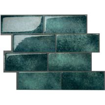 Smart Tiles - 4 crédences adhésives - Metro Medina Vert, Bleu - Effet céramique - 29.36 cm x 21.29 cm