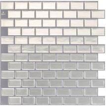 4 crédences adhésives - Ravenna Inox Gris - Effet métallique - 24.89 cm x 24.74 cm - Smart Tiles