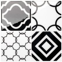 4 crédences adhésives - Vintage Bilbao Multicolore - Effet carreaux de ciment - 22.86 cm x 22.86 cm - Smart Tiles