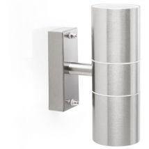 Smartwares - Applique d'extérieur up down façade lumière porte d'entrée applique murale 2 flammes, acier inoxydable argent, 2x GU10, DxH 6x17 cm