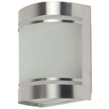 Wandlampe Fassadenleuchte Außenwandleuchte Edelstahl Gartenlampe silber, Glas satiniert, 1x E27, LxH 14x16,5 cm
