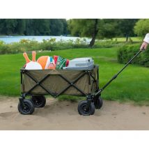 Bollerwagen in Grün klappbar Luftreifen, Ladegewicht bis 70kg