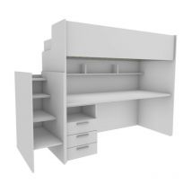 Lit superposé avec bureau intégré et échelle de rangement – Solution gain de place idéale pour les enfants - blanc