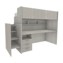Lit superposé avec bureau intégré et échelle de rangement – Solution gain de place idéale pour les enfants - Chêne de roche