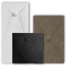 Smc Duschwanne Schieferoptik Duschtasse Extraflach Anti-Rutsch ohne Ablaufgarnitur hellbraun 140x90 cm - Witen&nock