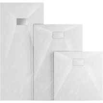 Smc Duschwanne Schieferoptik Duschtasse Extraflach Anti-Rutsch ohne Ablaufgarnitur weiß 100x80 cm - Witen&nock