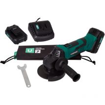 Smerigliatrice angolare a batteria 20V/115mm. Incl. 2 batterie 2.0Ah e caricabatterie, disco abrasivo non incluso - Vonroc