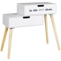 Smile - Chevet Enfant 2 Tiroirs Gris et Blanc
