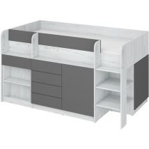 Bim Furniture - Litera smile lado derecho blanco artesanal / grafito