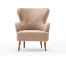 Concept-usine - Sillón de terciopelo beige con reposabrazos smith