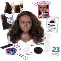 Tete a coiffer cheveux afro - Facile a coiffer - 23 accessoires réalistes - Levres thermosensibles - Trappe de rangement - Smoby