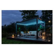 SIMPO LIFESTYLE Skypergs pergola Lite avec lumière LED et barre individuelle en aluminium, manivelle interne,4×4M