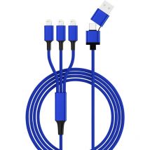 USB-Ladekabel usb 2.0 usb-a Stecker, usb-c Stecker, Apple Lightning Stecker 1.20 m Blau smr - Smrter