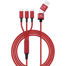 Câble De Charge Usb Usb 2.0 Usb-a Mâle, Usb-c Mâle, Connecteur Lightning , Usb-micro-b Mâle 1.20 M Rouge Hydraultrd Y167592 - Smrter