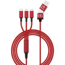 Smrter - Câble de charge usb usb 2.0 usb-a mâle, usb-c mâle, Connecteur Lightning , USB-Micro-B mâle 1.20 m rouge hydraultrd Y167592